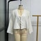 Loose Lace Up Bow V Neck Flare Sleeve Women Blouse 5