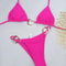 Women Solid Color Lace Up Bikini Two Piece Swimsuit 13