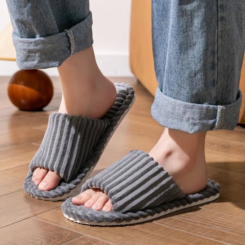 Men Breathable Open Toe Indoor Slippers Anti Slip 2
