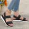 Womens Black Flat Sandals With Anti Slip Shoelace Sole 1