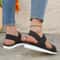 Womens Black Flat Sandals With Anti Slip Shoelace Sole 2