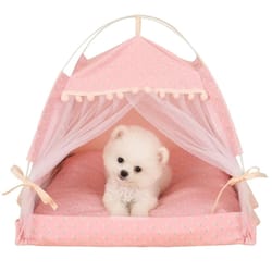 pet dog tent house floral print indoor folding kennel for small pets