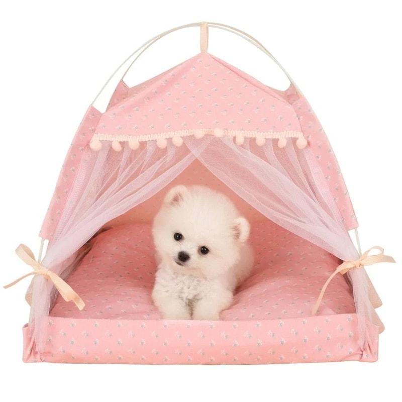Pet Dog Tent House Floral Print Indoor Folding Kennel For Small Pets 0