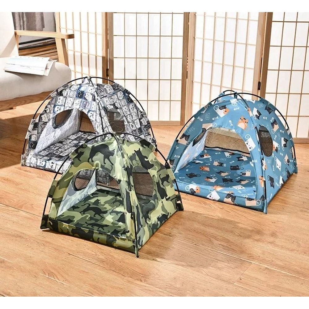 Pet Dog Tent House Floral Print Indoor Folding Kennel For Small Pets 1