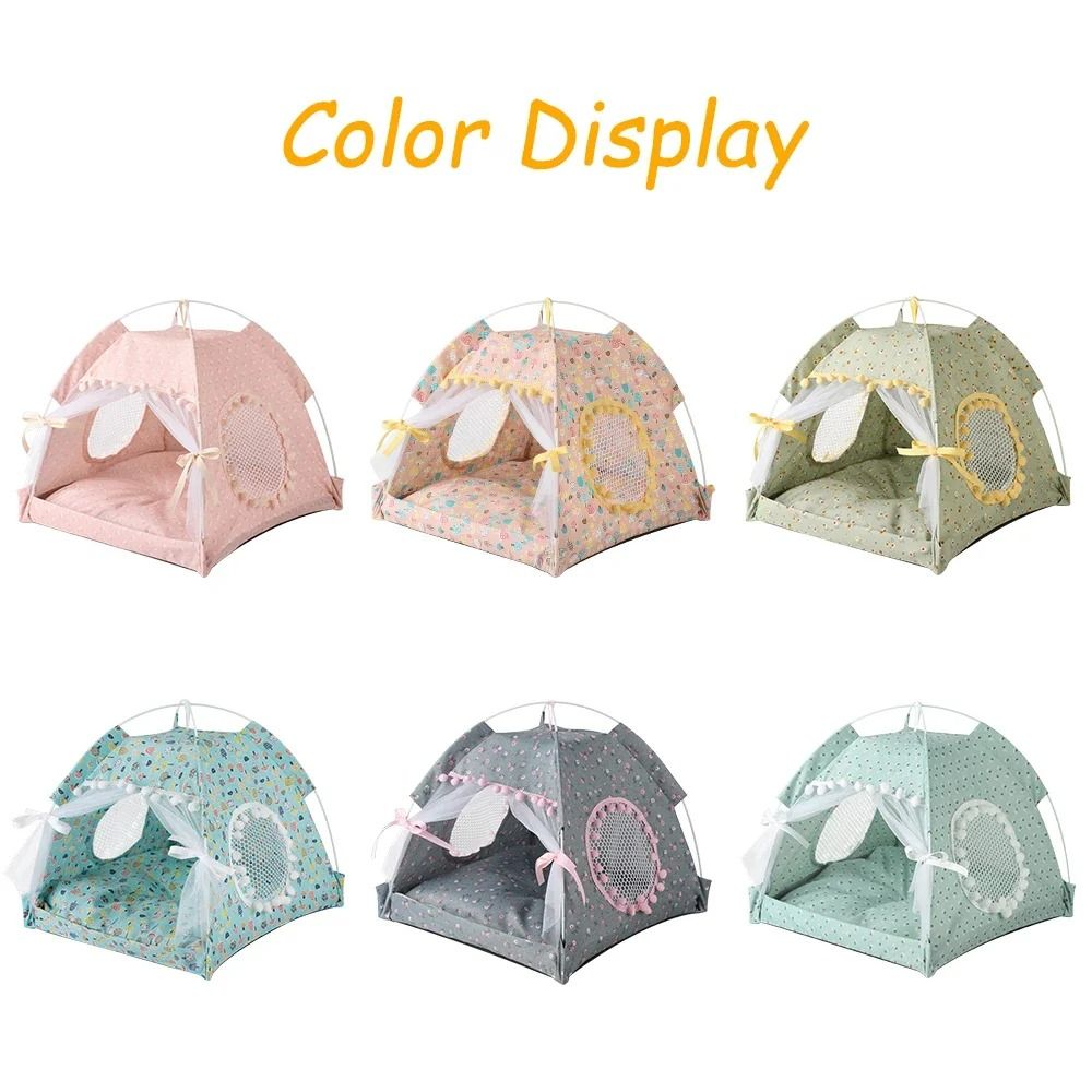 Pet Dog Tent House Floral Print Indoor Folding Kennel For Small Pets 5