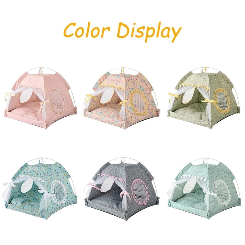 Pet Dog Tent House Floral Print Indoor Folding Kennel For Small Pets 5