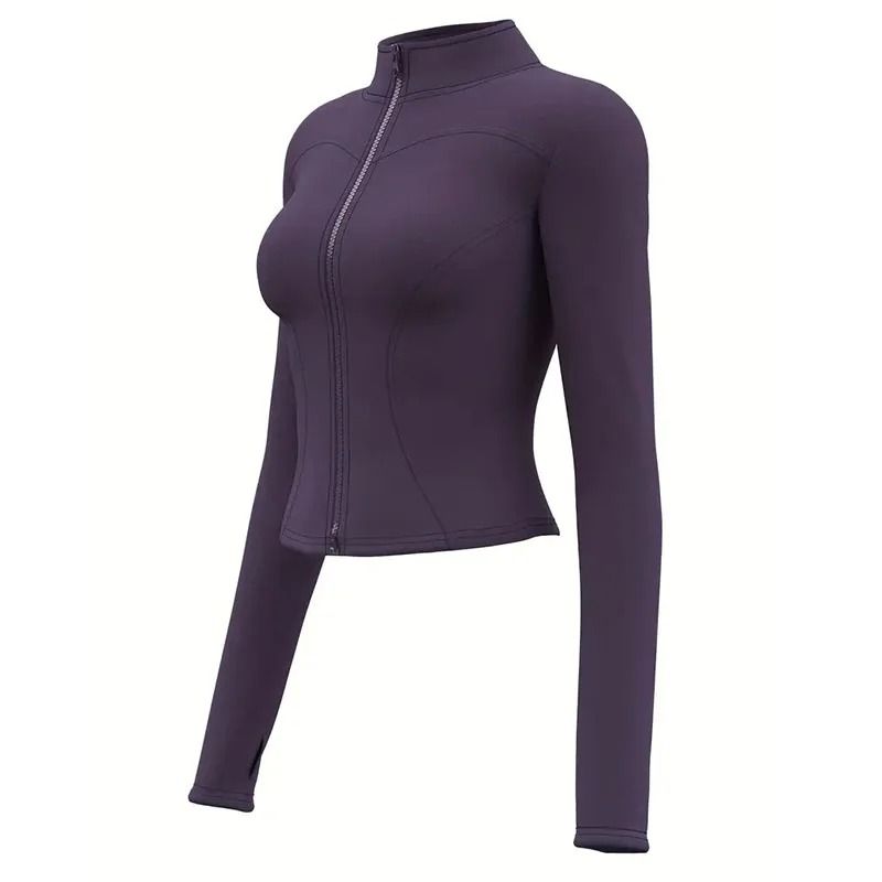 Womens Lightweight Stretchy Zip Up Running Jacket With Thumb Holes High Neck 5