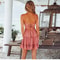 Women Fashion Solid Color Lace Strap Elegant Summer Dress Seaside Vacation Wear 3