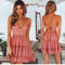 Women Fashion Solid Color Lace Strap Elegant Summer Dress Seaside Vacation Wear 6