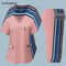 Pink Clinical Uniform Women Pharmacy Nurse Workwear Scrub Set 0