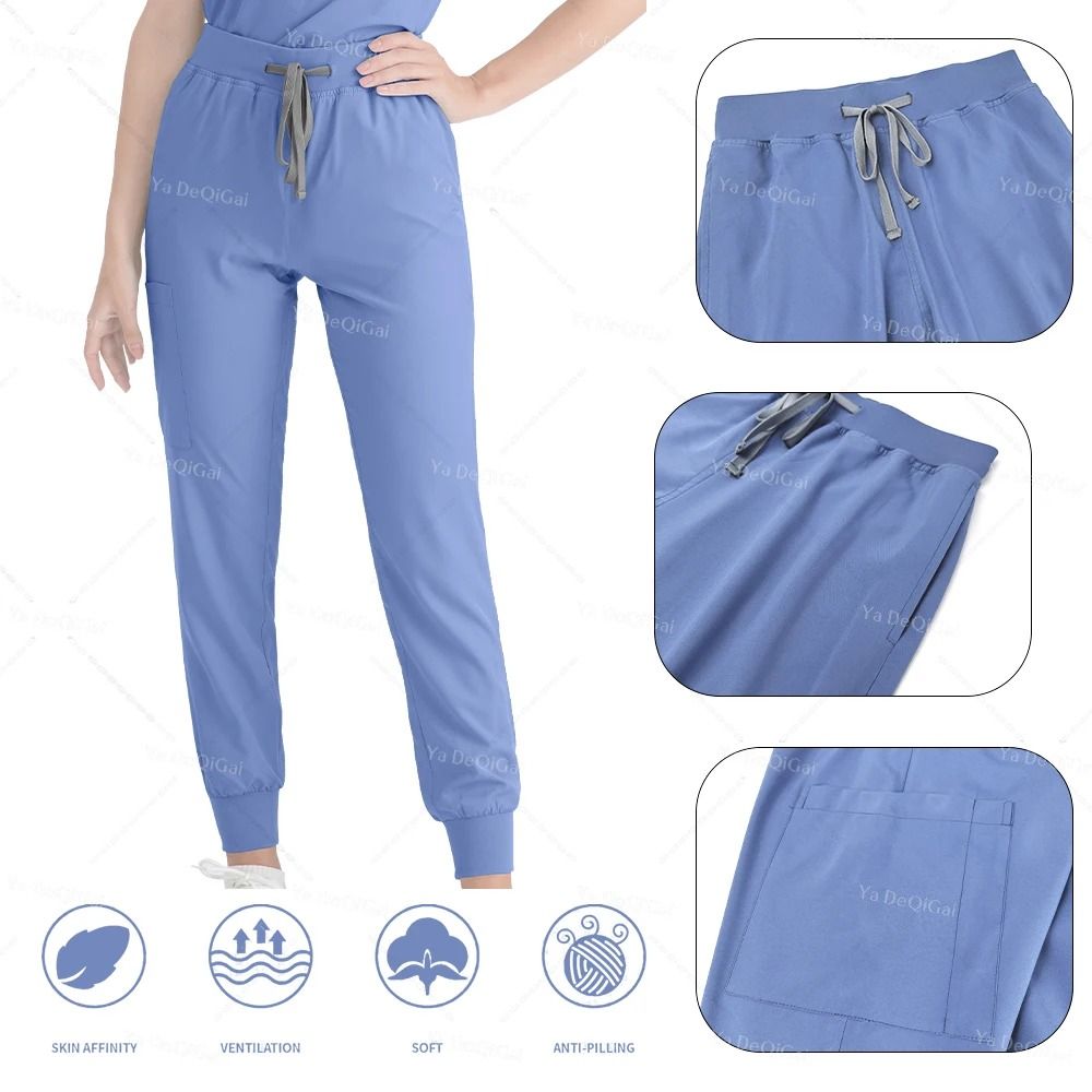 Pink Clinical Uniform Women Pharmacy Nurse Workwear Scrub Set 2