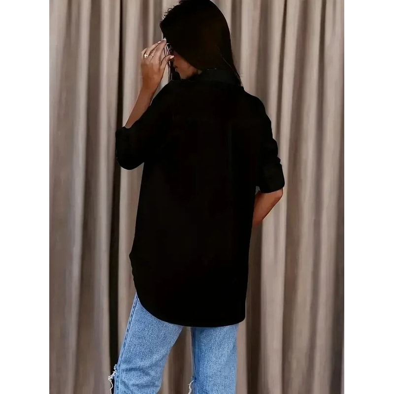 Women Plus Size Formal Long Sleeve Button Up Shirt With Collar 3