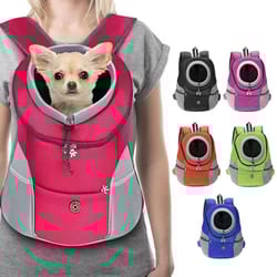 double shoulder portable outdoor pet carrier bag for dogs with breathable mesh