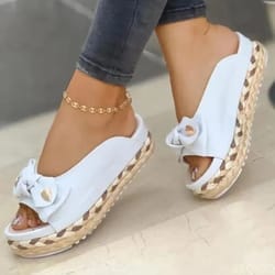 women bowknot platform flat sandals casual outdoor walking shoes