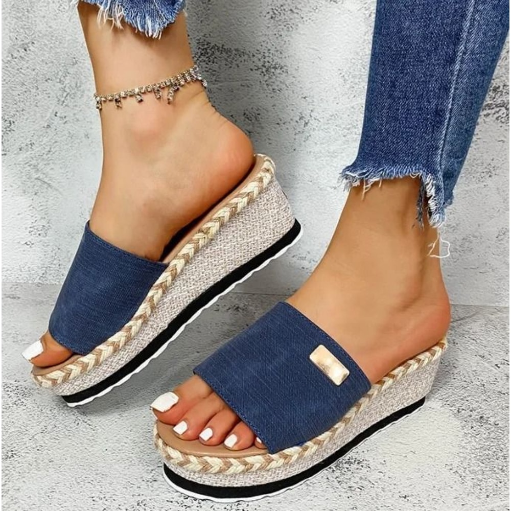 Women Bowknot Platform Flat Sandals Casual Outdoor Walking Shoes 10