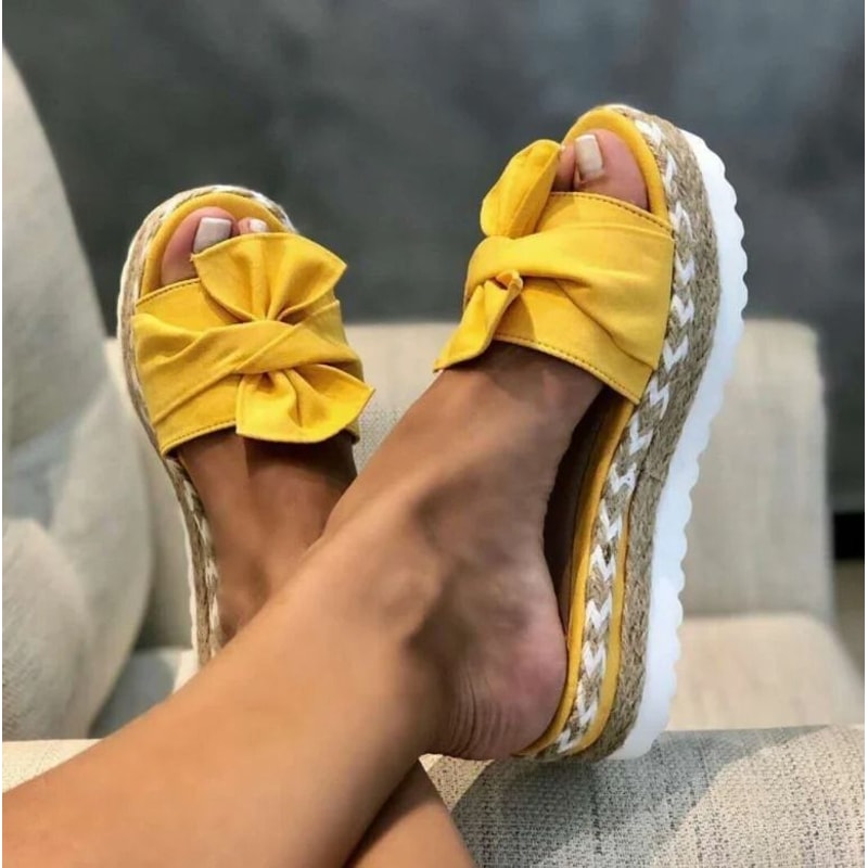 Women Bowknot Platform Flat Sandals Casual Outdoor Walking Shoes 12