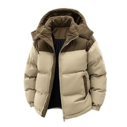 thickened cotton windproof hooded jacket for men