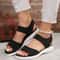 Knit Elastic Wedge Sandals For Women Lightweight Slip On 4
