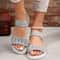 Knit Elastic Wedge Sandals For Women Lightweight Slip On 5