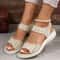 Knit Elastic Wedge Sandals For Women Lightweight Slip On 7