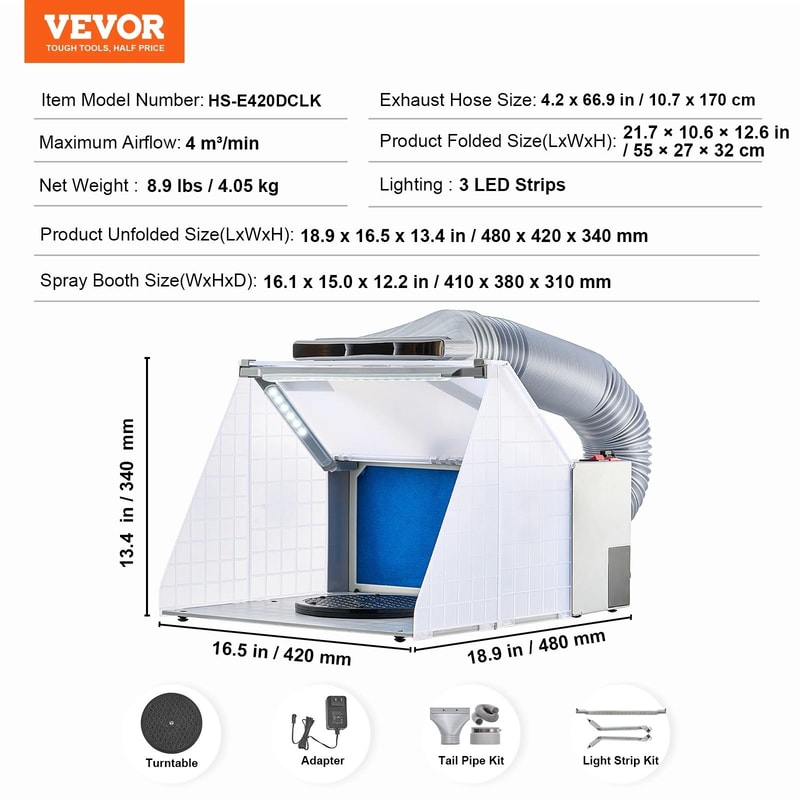 SucceBuy Portable Dual Fan Airbrush Spray Booth Kit 6