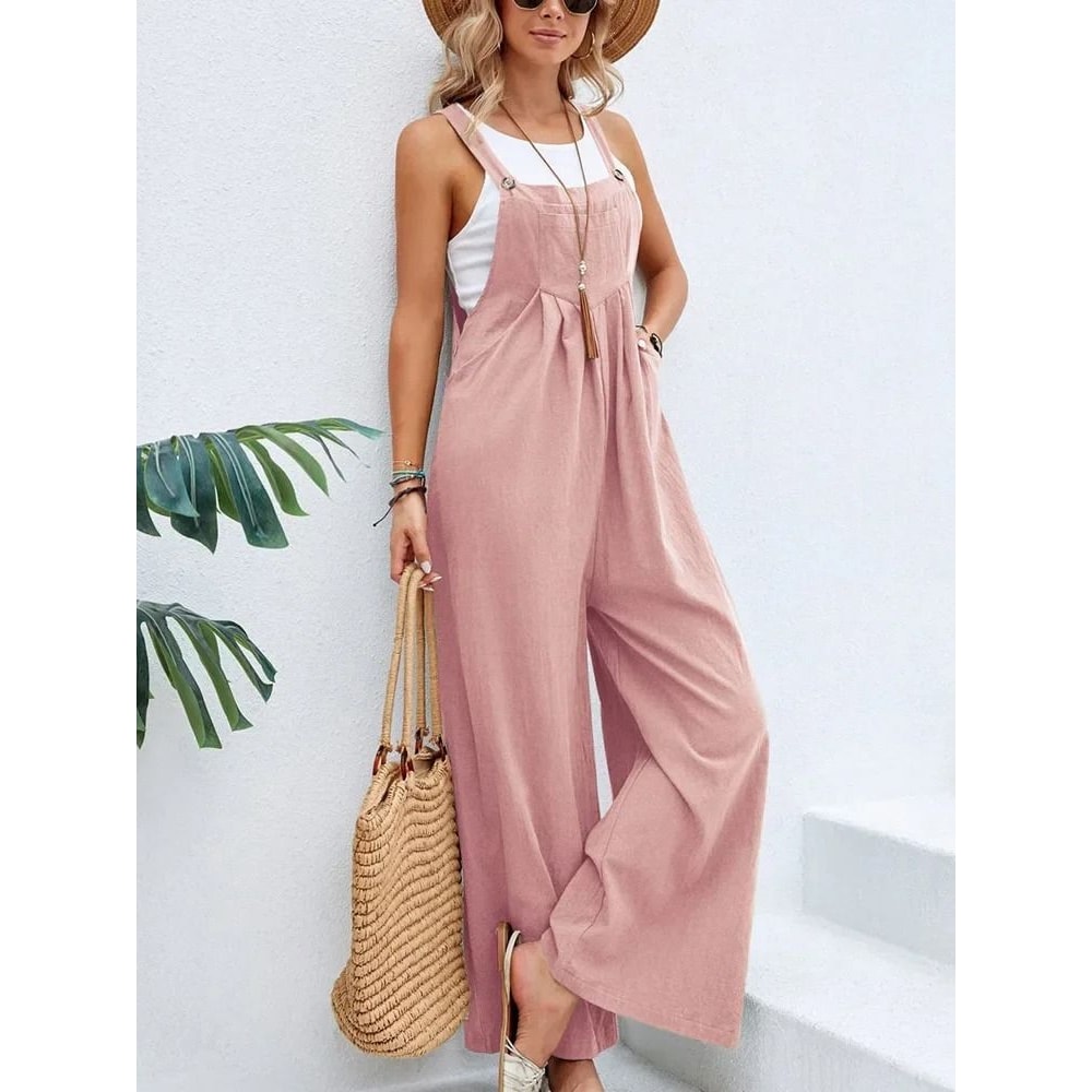 Women Loose Fit Fashion Overalls Wide Leg Baggy Bib Overalls Jumpsuit Dungarees Summer Jumpsuit Cas 4