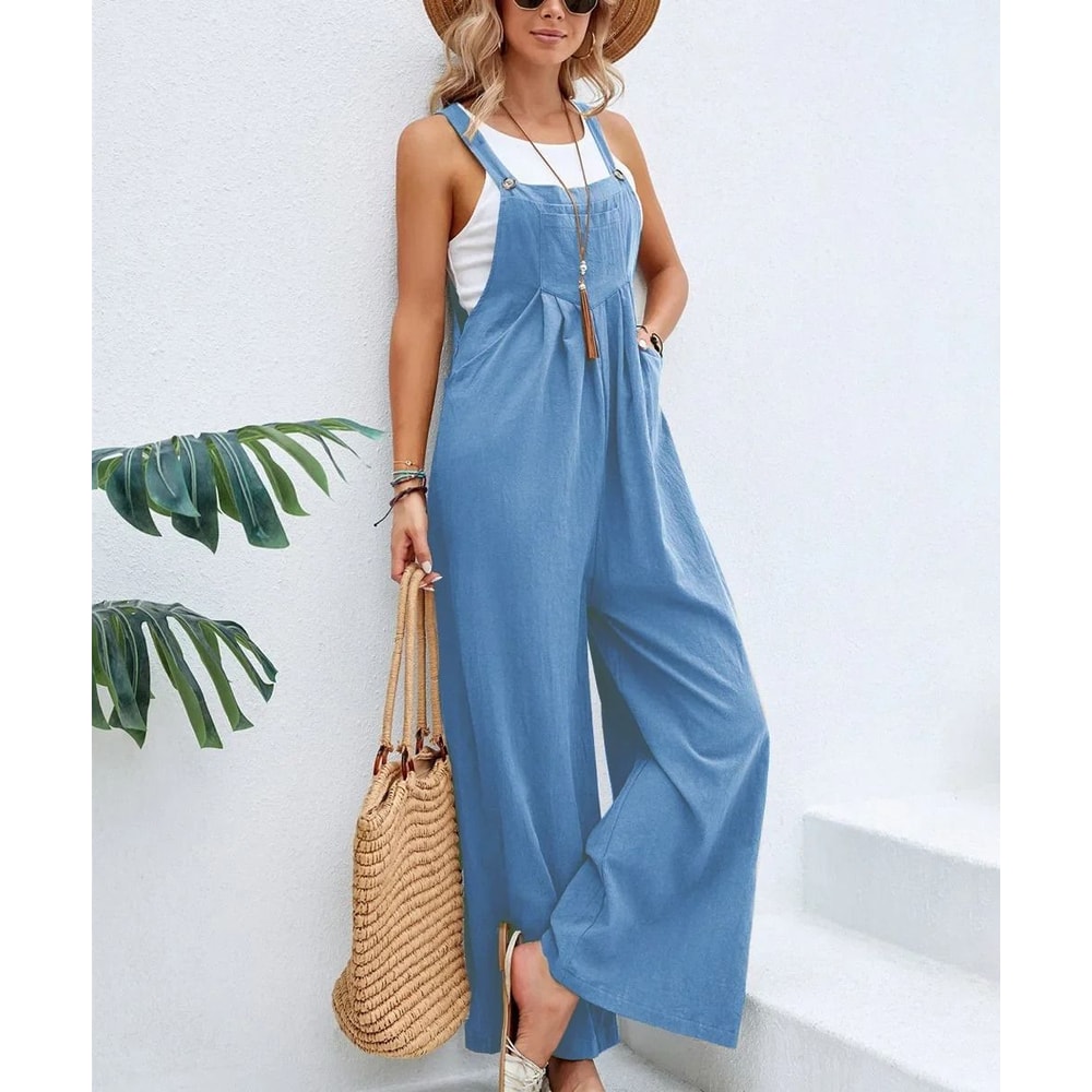Women Loose Fit Fashion Overalls Wide Leg Baggy Bib Overalls Jumpsuit Dungarees Summer Jumpsuit Cas 10