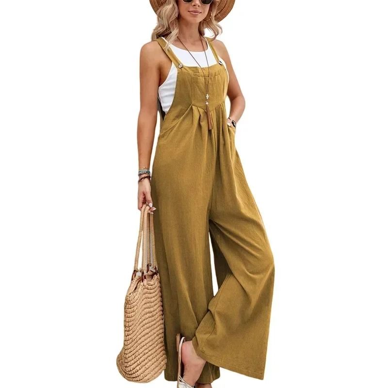 Women Loose Fit Fashion Overalls Wide Leg Baggy Bib Overalls Jumpsuit Dungarees Summer Jumpsuit Cas 12
