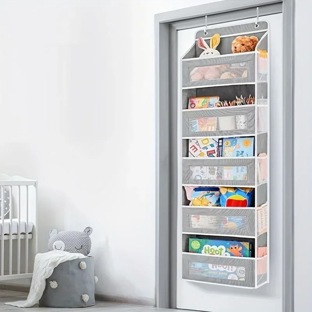 5 Shelf Hanging Storage Organizer Behind Door Anti Tilt Large Capacity Pockets 3