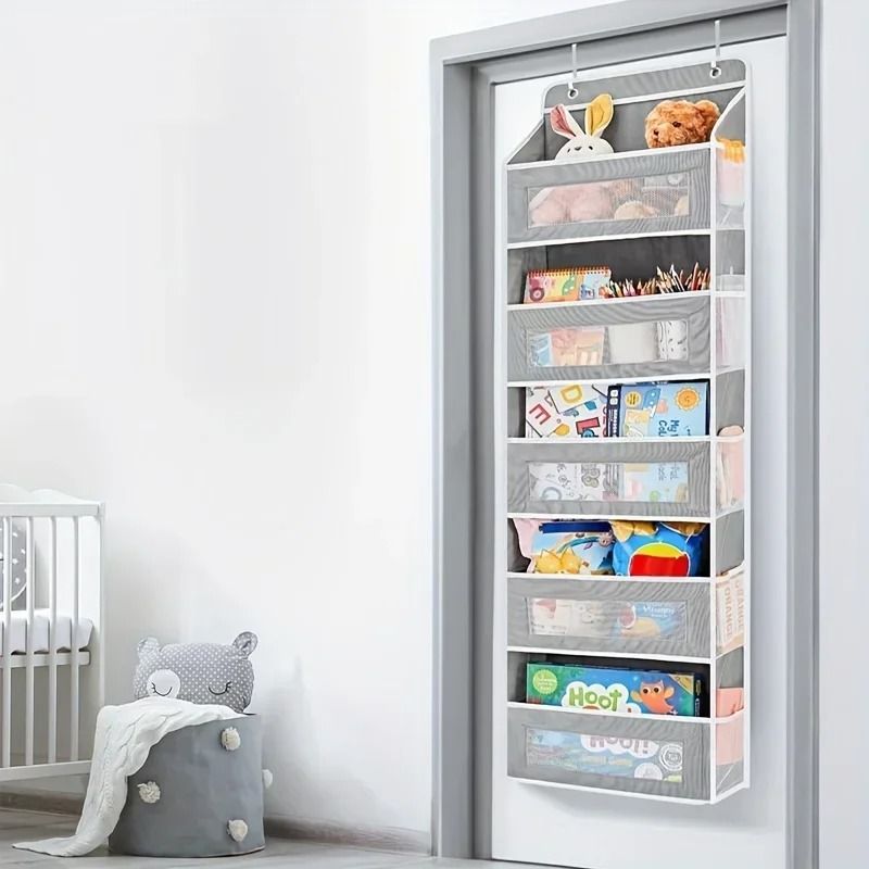 5 Shelf Hanging Storage Organizer Behind Door Anti Tilt Large Capacity Pockets 3