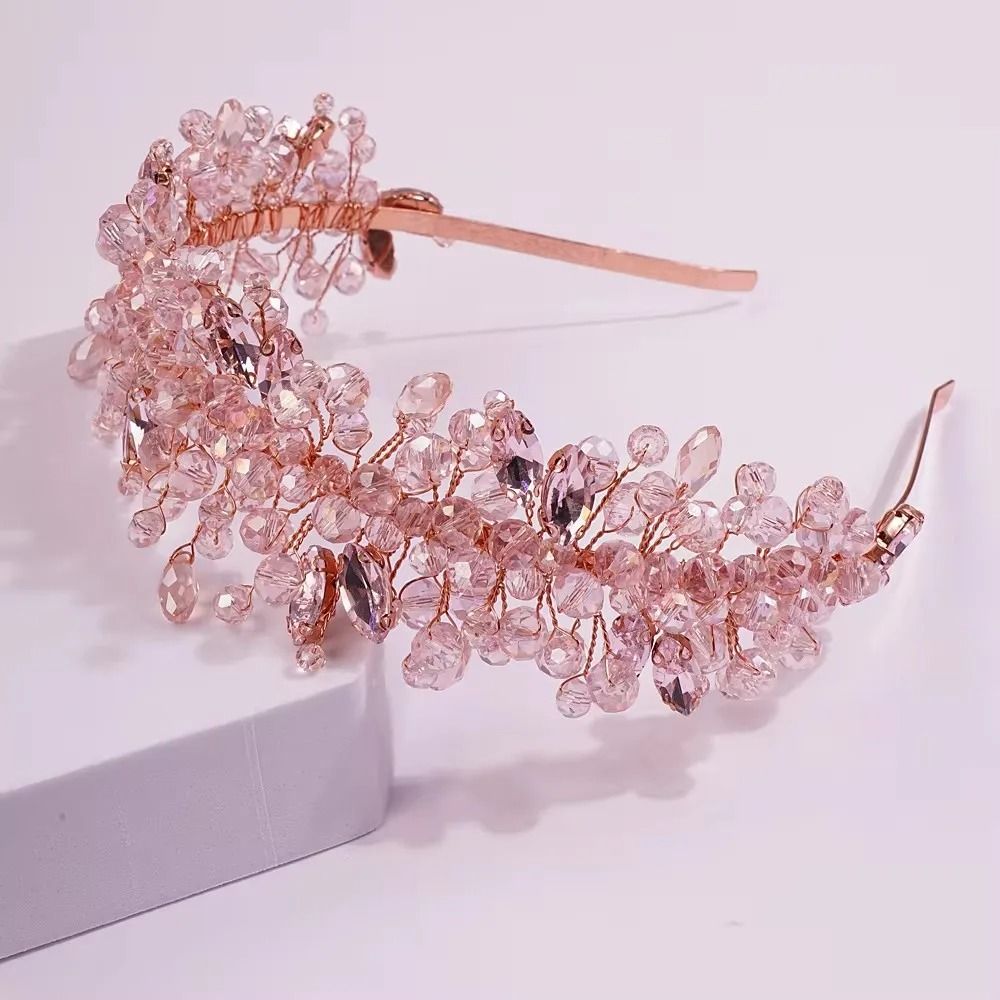 Women Rhinestone Bridal Tiara Headband Handmade 13