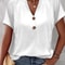 Chic Plus Size Short Sleeve Buttoned V Neck Casual T Shirt Lightweight Summer Top For Women 5