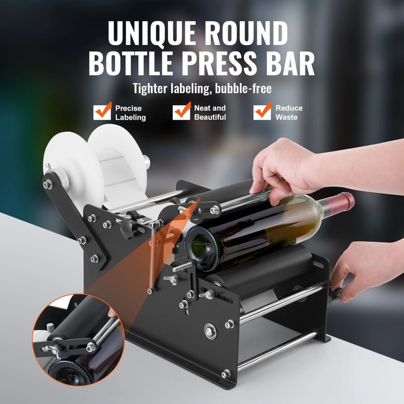 SucceBuy Manual Round Bottle Labeling Machine Adjustable Bottle Labeler With Pressing Bar 2