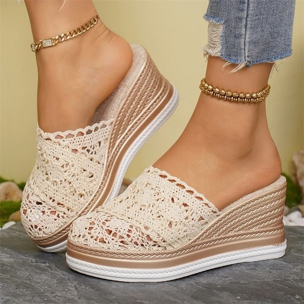 Summer Fashion Wedge Sandals For Women With Breathable Design And Soft High Heel Comfort 5