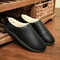 Men Winter Leather Slippers Bedroom Cotton Slippers Male Waterproof Thick Plus Velvet Indoor Warm H 4