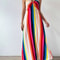 Womens Summer Ethnic Pattern Backless Split Thigh Dress Boho Frill Trim Long Dress For Beach 5