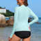 Women Rashguard Zipper Crew Neck Long Sleeve Surf Top With Thumb Holes 4