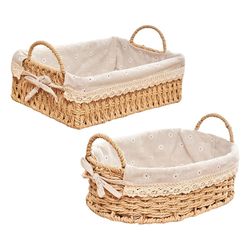 woven hand-natural storage basket with handles