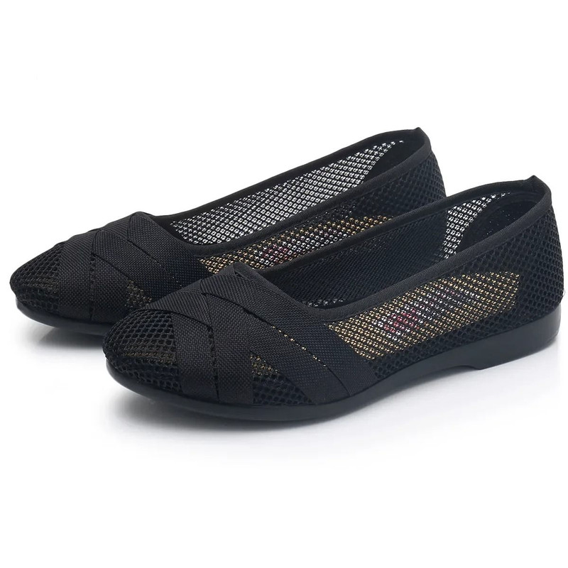 Plus Size Hollow Out Breathable Slip On Flats 2