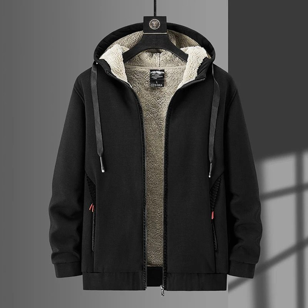 Men Fleece Hoodie Winter Thick Warm Sweatshirt With Zipper And Hooded Cardigan Jacket 1