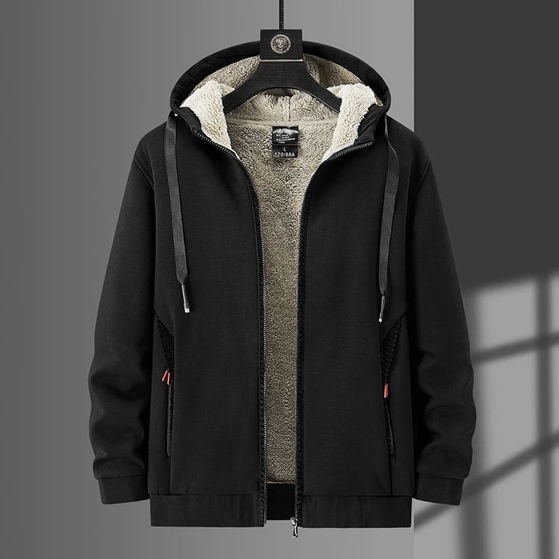 Men Fleece Hoodie Winter Thick Warm Sweatshirt With Zipper And Hooded Cardigan Jacket 1