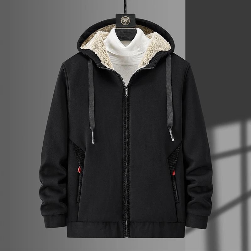 Men Fleece Hoodie Winter Thick Warm Sweatshirt With Zipper And Hooded Cardigan Jacket 2