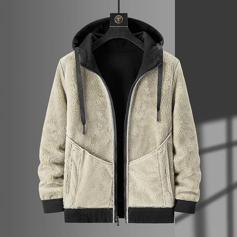 Men Fleece Hoodie Winter Thick Warm Sweatshirt With Zipper And Hooded Cardigan Jacket 5