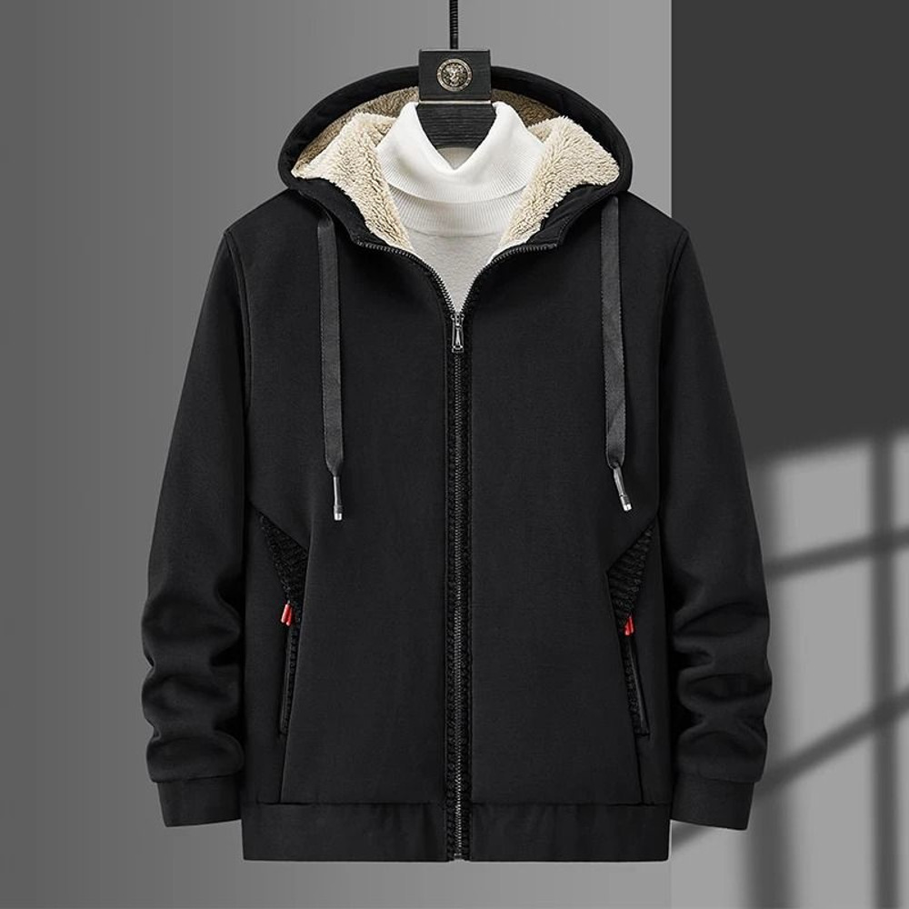 Men Fleece Hoodie Winter Thick Warm Sweatshirt With Zipper And Hooded Cardigan Jacket 7