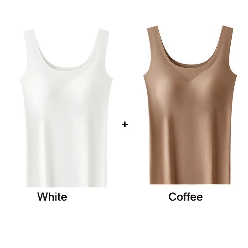 Ice Silk Seamless Bottoming Camisole With Removable Chest Pads 2 Pack 10