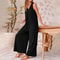 Womens Loose Strap Jumpsuit Romper With Wide Leg Trousers And Sleeveless Boat Neck Design 5