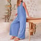 Womens Loose Strap Jumpsuit Romper With Wide Leg Trousers And Sleeveless Boat Neck Design 6