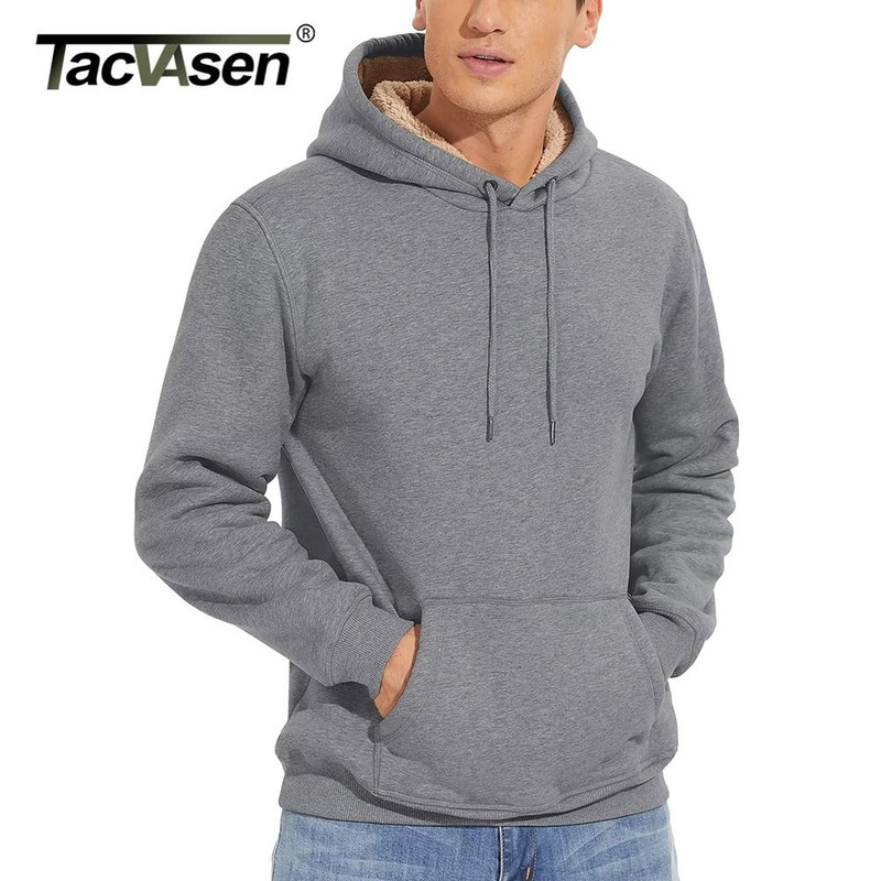 Mens Sherpa Lined Pullover Hoodie Fleece Sweatshirt 1