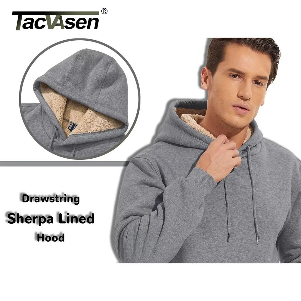 Mens Sherpa Lined Pullover Hoodie Fleece Sweatshirt 2