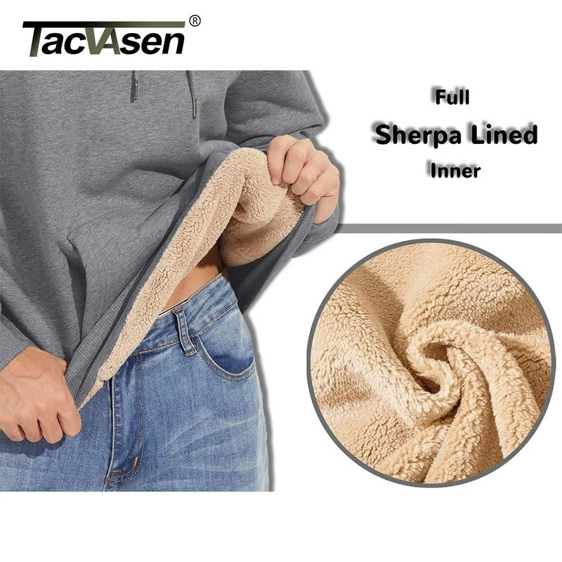 Mens Sherpa Lined Pullover Hoodie Fleece Sweatshirt 3